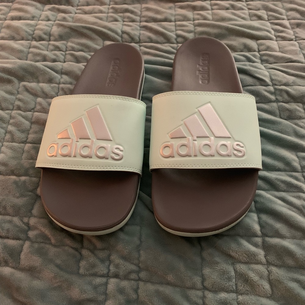 EUC Adidas Adilette Slides - Seafoam/Grey Size 8